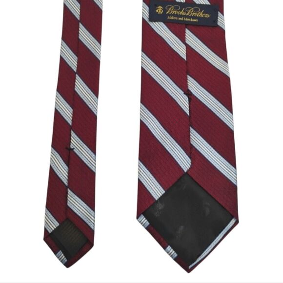Brooks Brothers Red and Blue Silk Striped Tie 59 inches - Picture 5 of 11